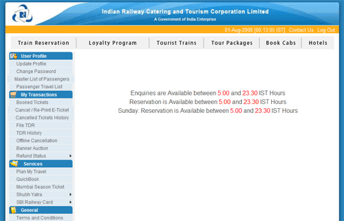 indian railways website for booking tickets