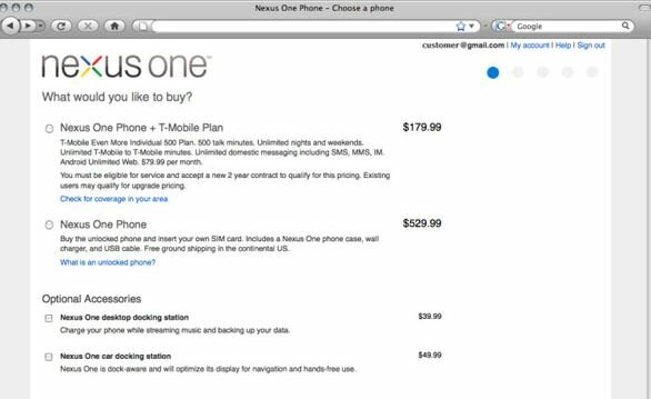 buy nexus one online screenshot price